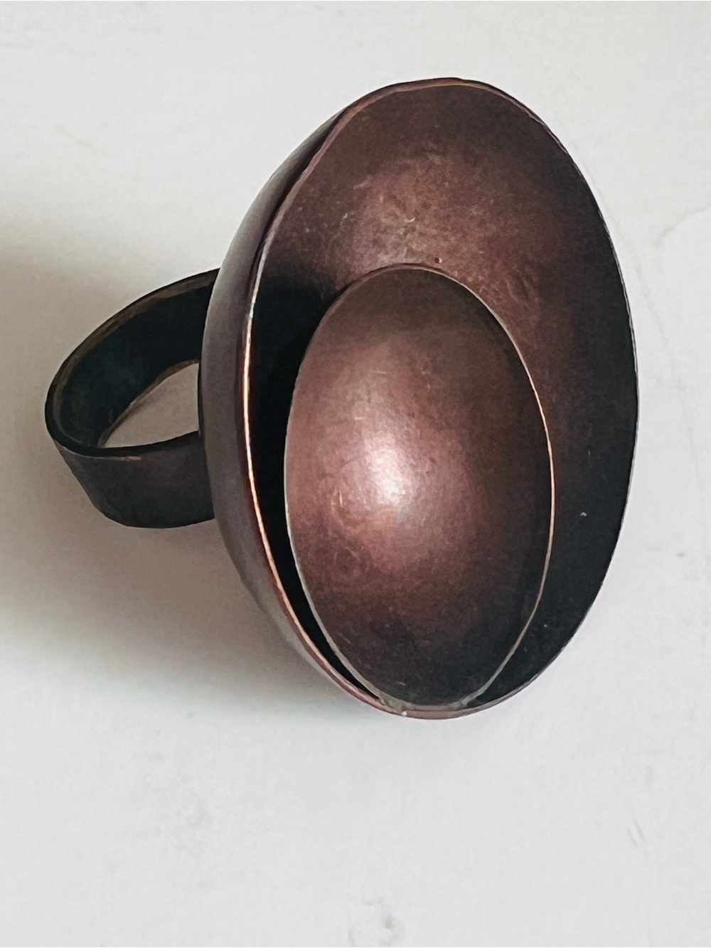 Solid Copper Sculptural Dome Ring for Women- Sz7
